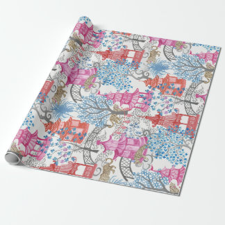 Tigers and Pagoda Forest in Spicy Wrapping Paper