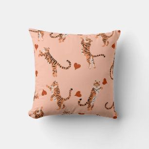 Tigers Autumn Leaves: Vintage Jumping Pattern Cushion