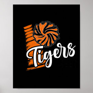 Tigers Cheer Orange Black Cheerleading School Spir Poster
