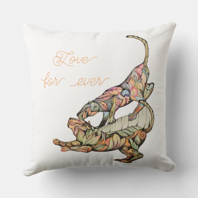 Tigers' dance Love for ever Throw Pillow (Back)