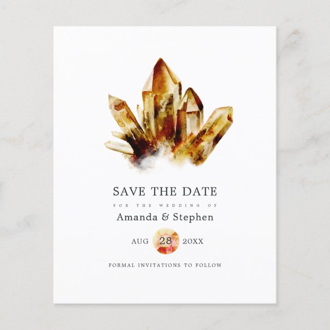 Tiger's Eye Crystals Wedding Save The Date Flyer (Front)