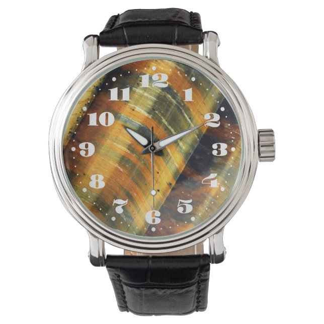 Tiger's Eye Gemstone with Numbers Watch (Front)