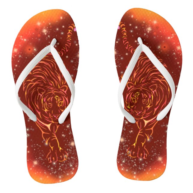 Tigers Flip Flops Running At Galaxy Starry Night (Footbed)