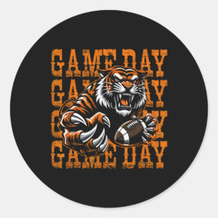 Tigers Football Game Day Vintage Distressed School Classic Round Sticker