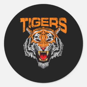 Tigers Football School Sports Distressed Game Day  Classic Round Sticker