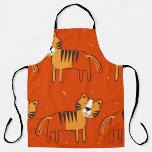 Tigers, hand drawn backdrop. Colourful seamless pa Apron