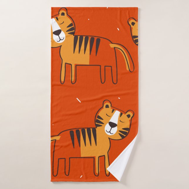 Tigers, hand drawn backdrop. Colourful seamless pa Bath Towel (Bath Towel)