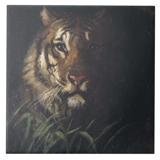 Tiger's Head (by Abott Handerson Thayer) Ceramic Tile (Front)