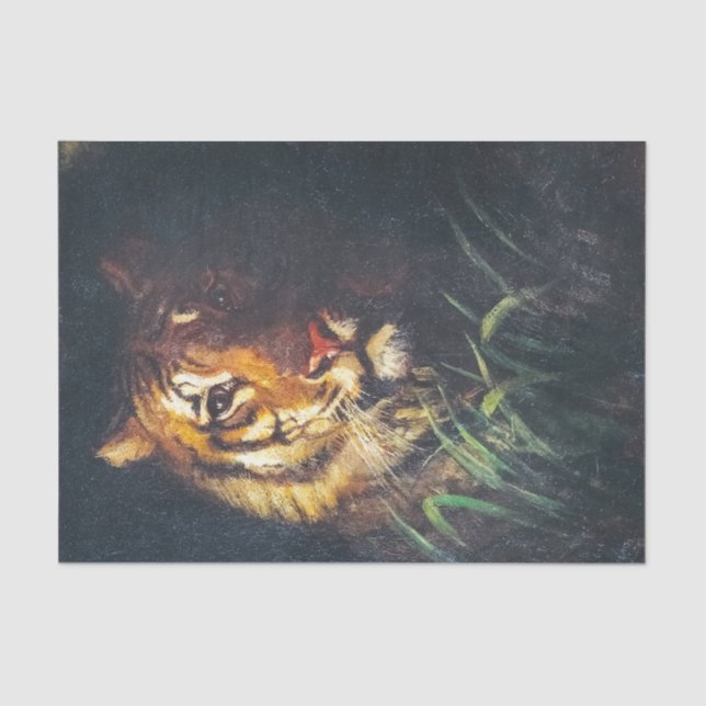 Tiger's Head painting by Abbott Handerson Thayer Tissue Paper (Front)