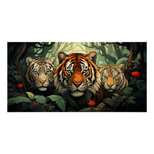 Tigers Illustration Poster