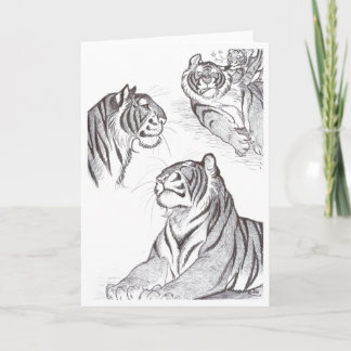 Tigers in black greeting card