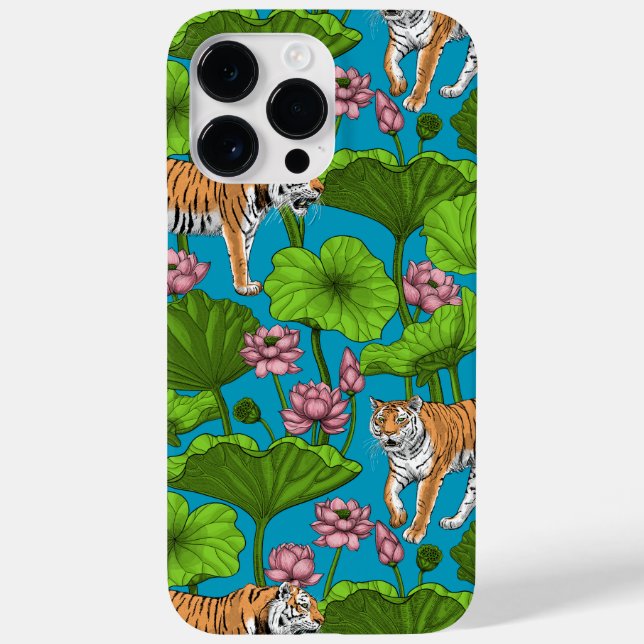 Tigers in the pink lotus pond Case-Mate iPhone case (Back)