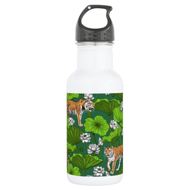 Tigers in the white lotus pond 532 ml water bottle (Front)
