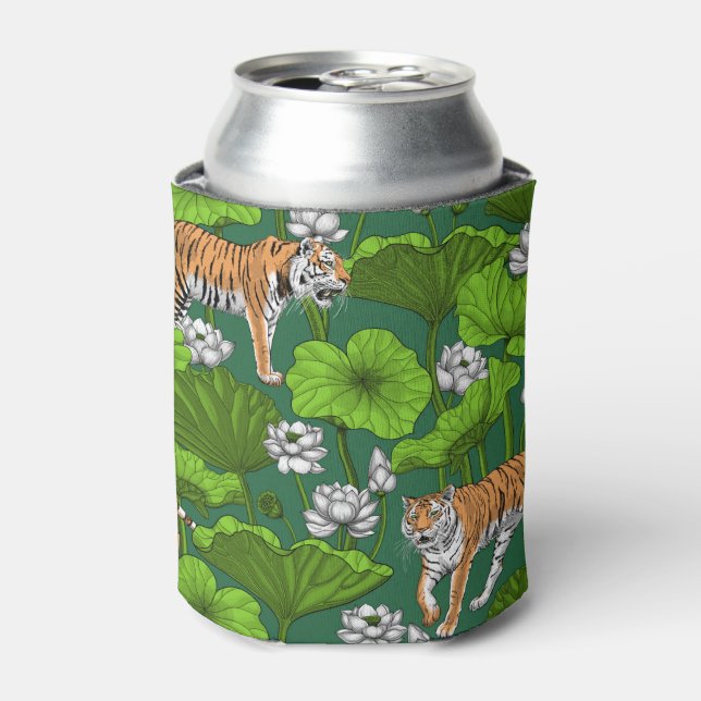 Tigers in the white lotus pond can cooler (Can Front)
