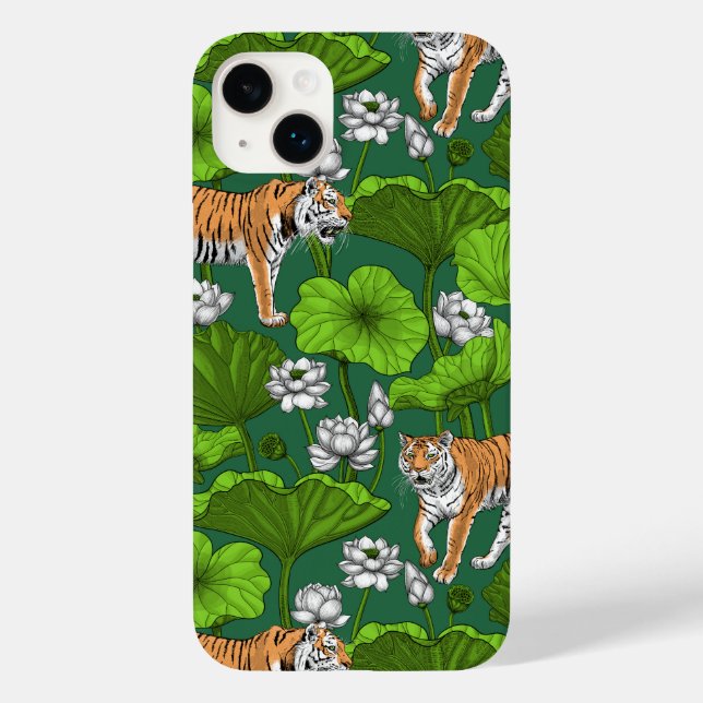 Tigers in the white lotus pond Case-Mate iPhone case (Back)