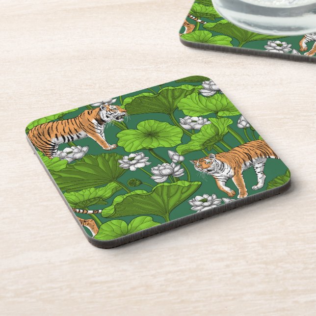 Tigers in the white lotus pond coaster (Left Side)