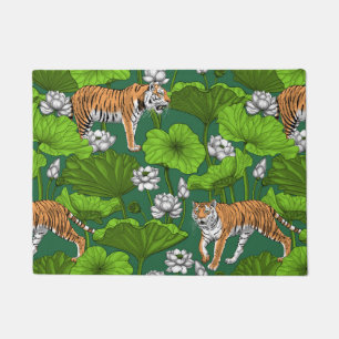 Tigers in the white lotus pond doormat