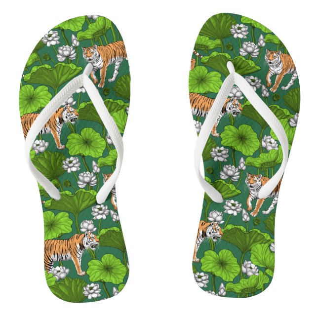 Tigers in the white lotus pond thongs (Footbed)