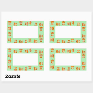 Tigers on green pattern rectangular sticker