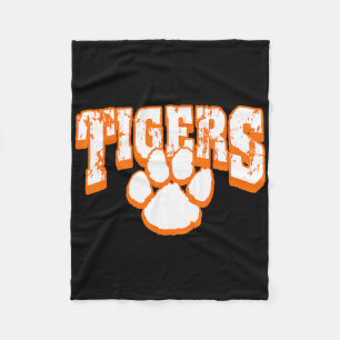 Tigers School Spirit Mascot Back To School Orange  Fleece Blanket