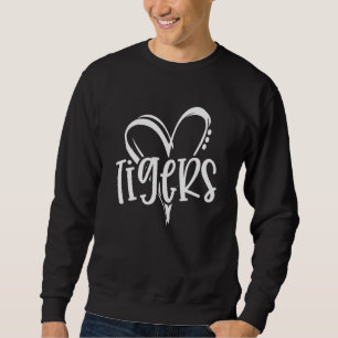 Tigers School Sports Fan Team Spirit Heart Sweatshirt