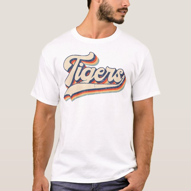 Tigers School Sports Name Retro Gift Men Women Boy T-Shirt (Front)