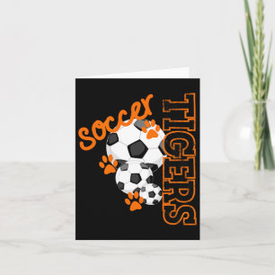 Tigers Soccer Ball Football Mascot Paw Prints T Sh Card