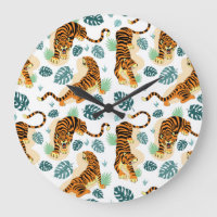Tigers Tropical Leaves: Vintage Illustration.