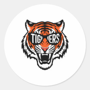 Tigers Vintage Sports Name Design Men Women Girls  Classic Round Sticker