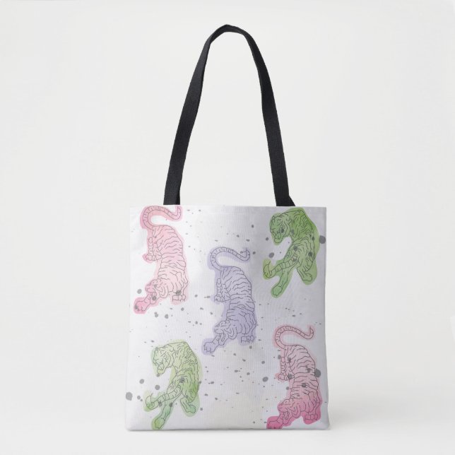 Tigers watercolor pattern tote bag (Front)