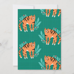 Tigers with flowers invitation