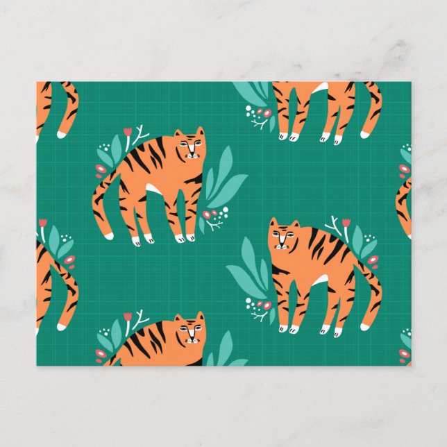 Tigers with flowers postcard (Front)