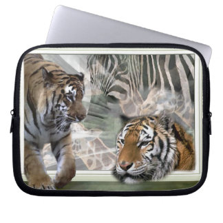 Tigers, Zebra,Giraffe, Primitive Jungle Laptop Sleeve