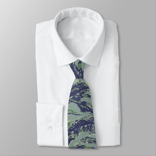 Tigerstripe Green Camouflage Pattern Tie (Tied)