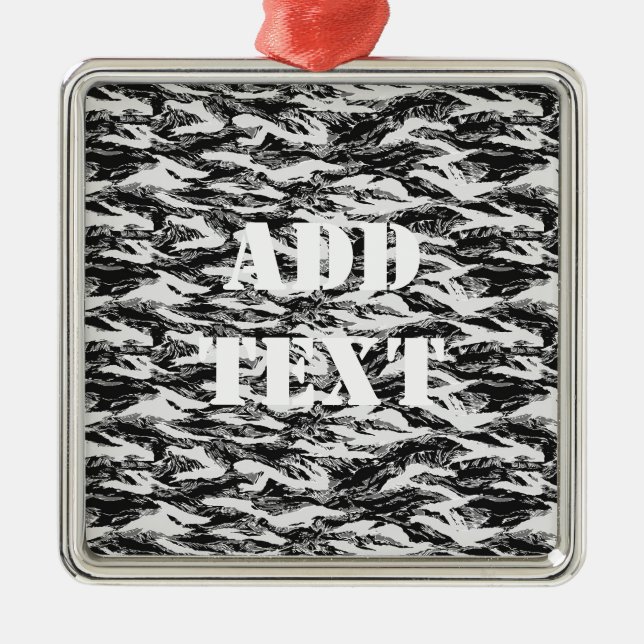 Tigerstripe Urban Camouflage - Black & Grey Metal Tree Decoration (Front)