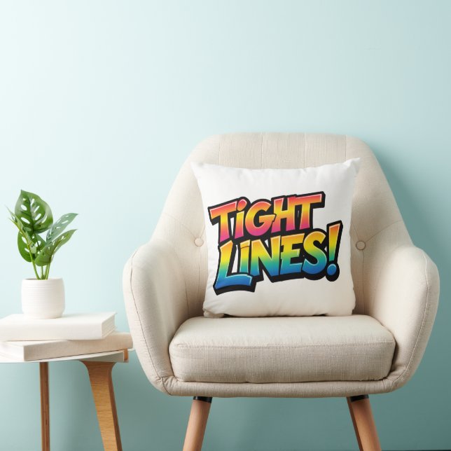 Tight Lines Rainbow Gradient Funny Fishing Gift Cushion (Chair)