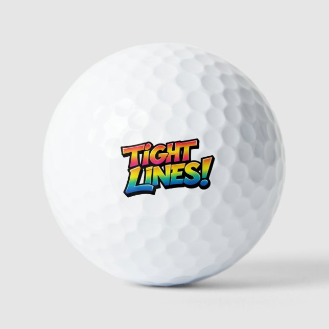 Tight Lines Rainbow Gradient Funny Fishing Gift Golf Balls (Front)