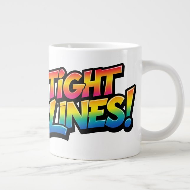 Tight Lines Rainbow Gradient Funny Fishing Gift Large Coffee Mug (Right)