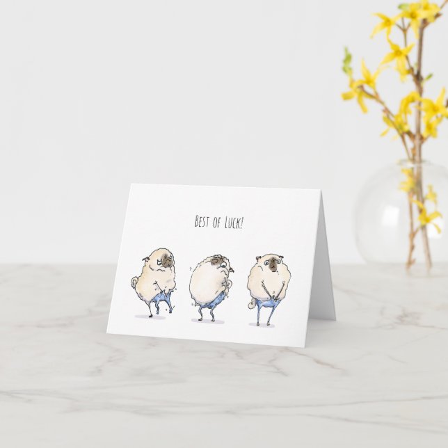 Tight Pants best of luck pug card (Yellow Flower)