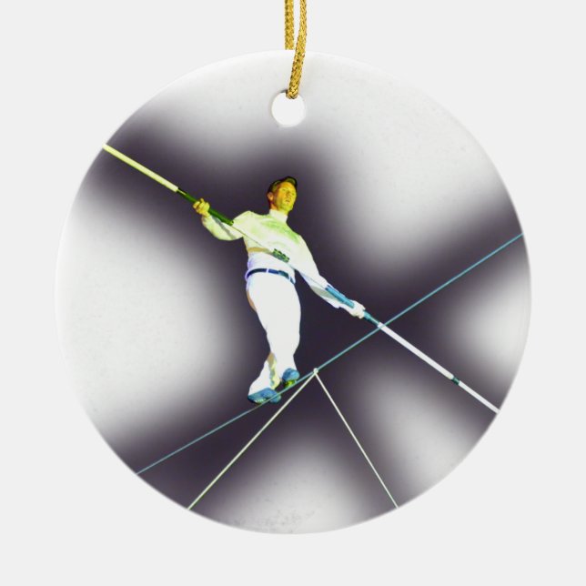 tightrope walking ceramic tree decoration (Front)