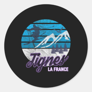 Tignes France French Alps Ski Resort Snowboarding Classic Round Sticker