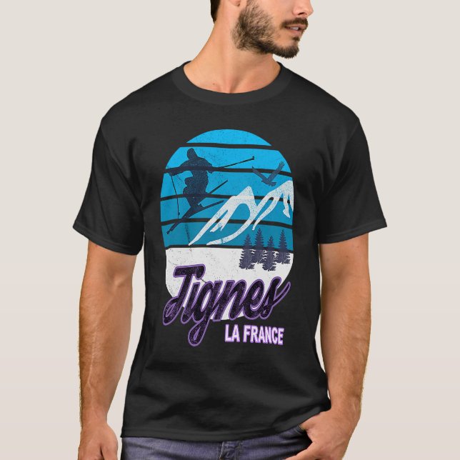 Tignes France French Alps Ski Resort Snowboarding  T-Shirt (Front)