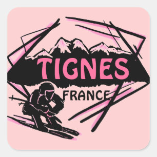 Tignes France pink ski logo art stickers