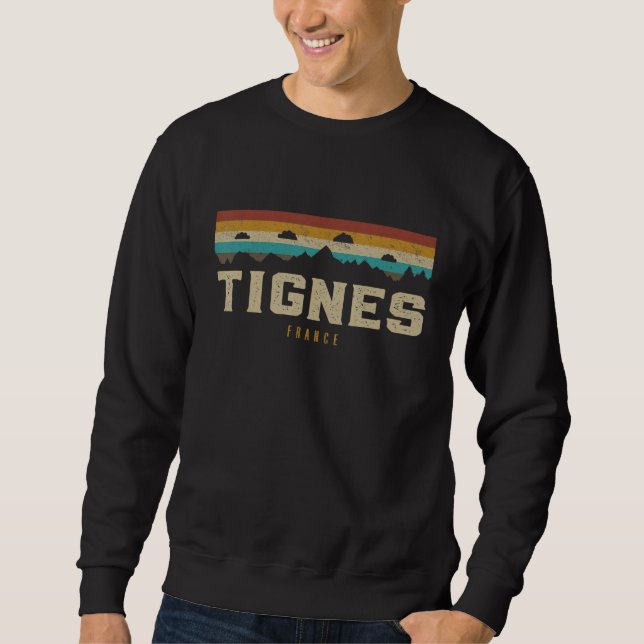 Tignes Mountains France Hiking Outdoors Retro Sweatshirt (Front)