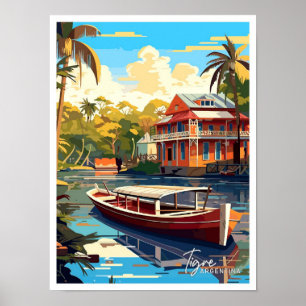 Tigre Argentina Travel Vintage Illustration Poster