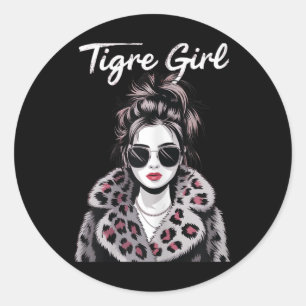 Tigre Girl Funny Sports Fan Team Classic Round Sticker