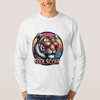 Tigre Stylé T-shirt - Look Retro with Glasses