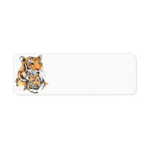 Tigress and cub return address label