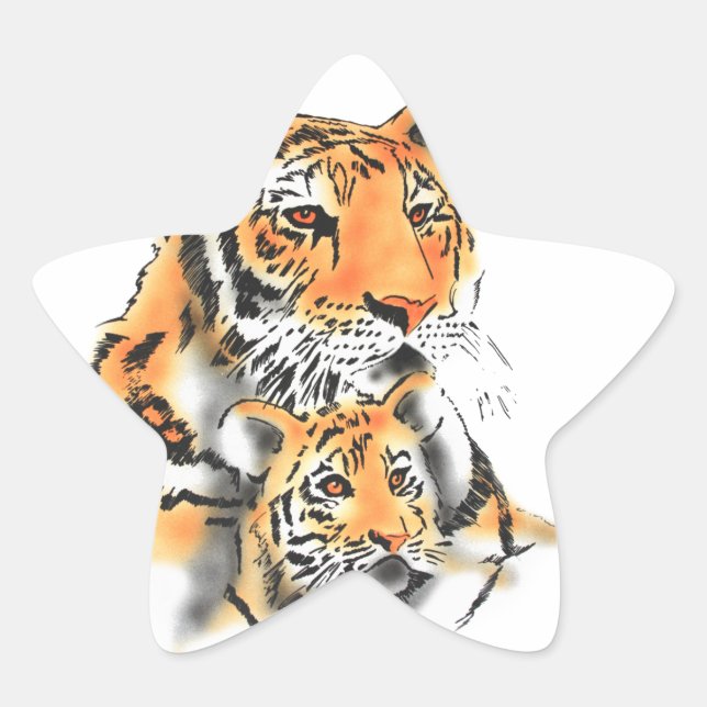 Tigress and Cub Star Sticker (Front)