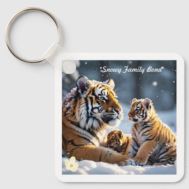 "Tigress and Cubs in Harmony" Key Ring (Front)